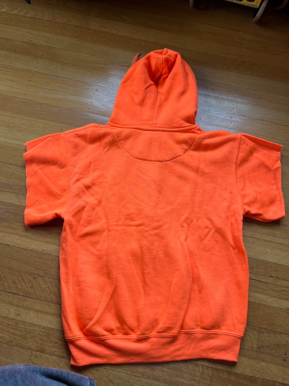 Fluorescent orange cut off safety hoodie S bright sweatshirt - Picture 3 of 3